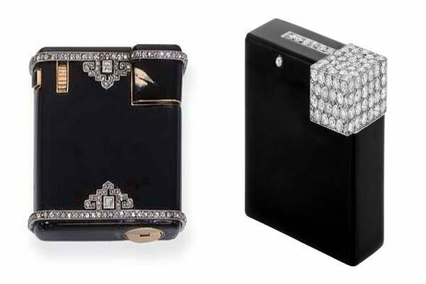 Cartier black enamel lighter with diamonds lighter