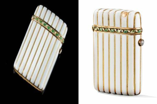 Faberge Jewelled and White Enamelled Lighter